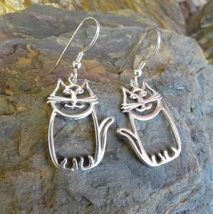 Sterling Silver Kitty Cat EARRINGS